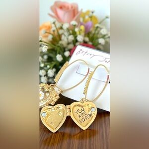 Betsey Johnson Gold Heart Locket Earrings!